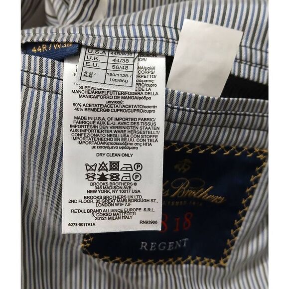 Brooks brothers mens 44R ITALIAN FABRIC fine wool gray blazer VITALE BARBERIS - Picture 6 of 10